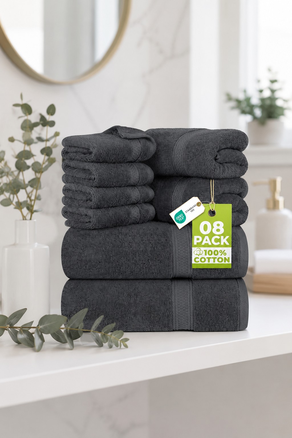 White towel set with bath towels hand towels and washcloths for a bathroom refresh