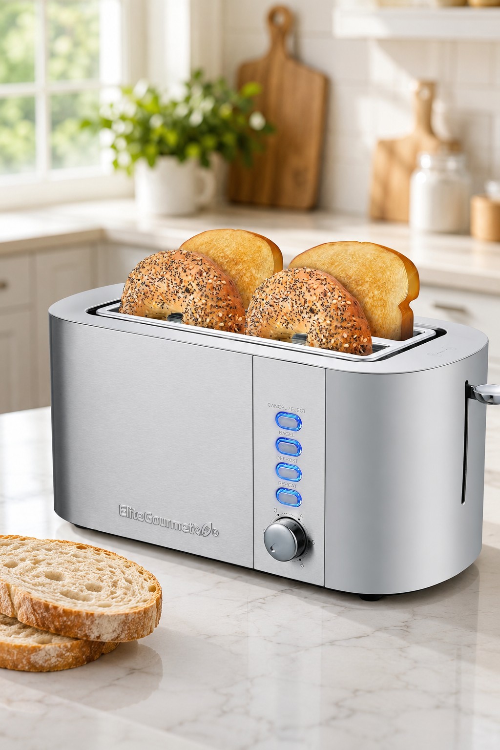 Elite Gourmet Long Slot 4 Slice Toaster