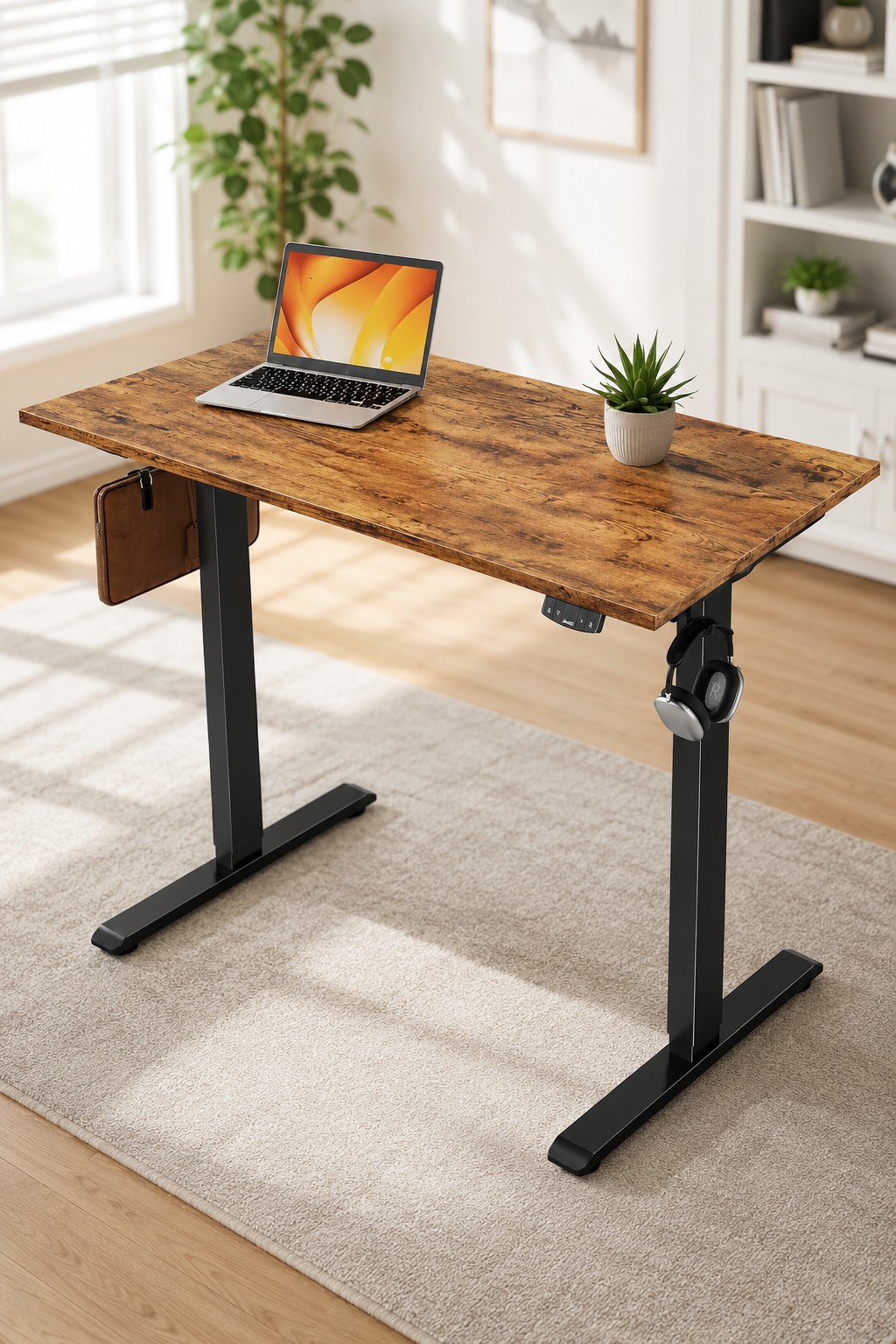 Electric standing desk for a home office setup