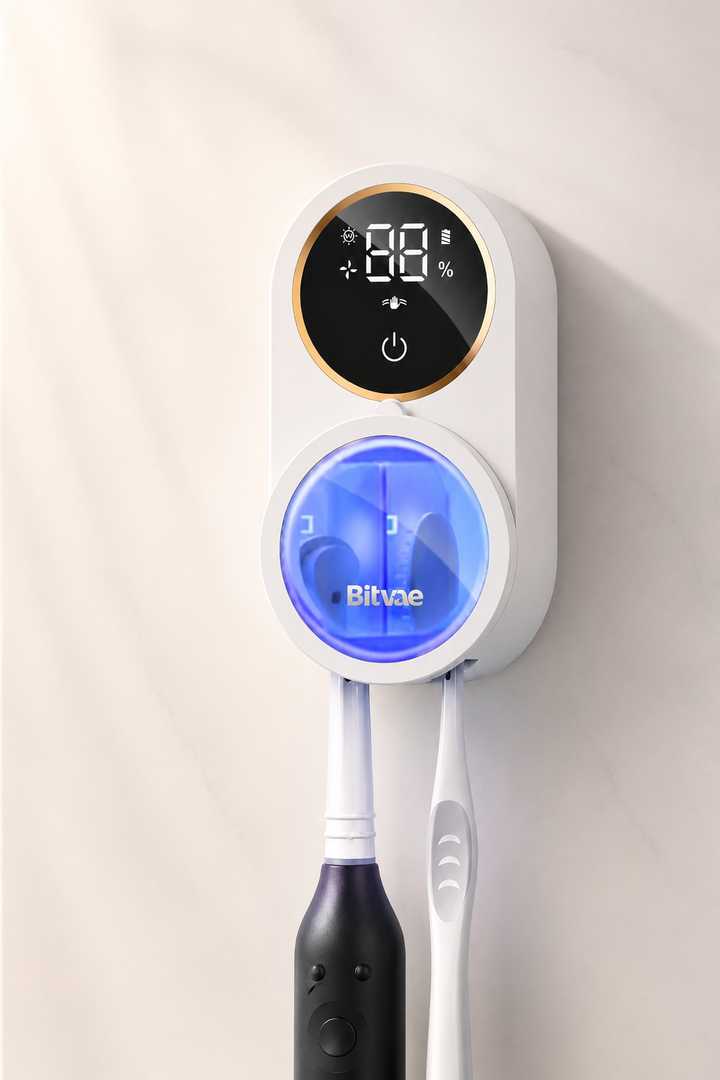 Wall mounted toothbrush holder for keeping toothbrushes off the bathroom counter
