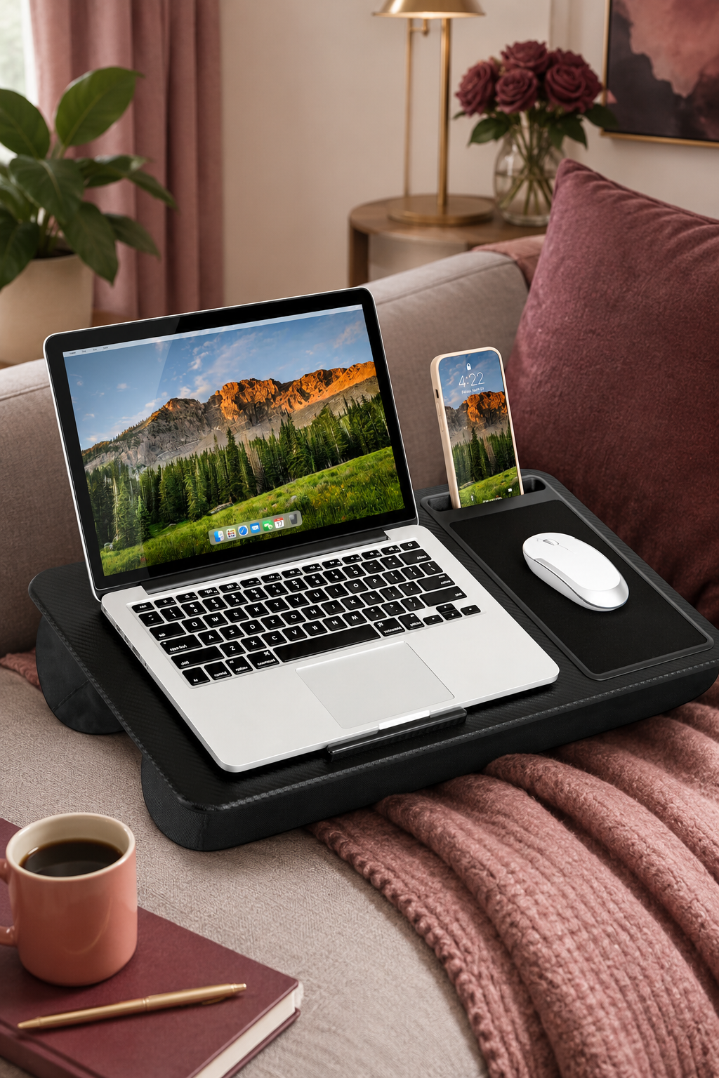 LAPGEAR Home Office Lap Desk with laptop.